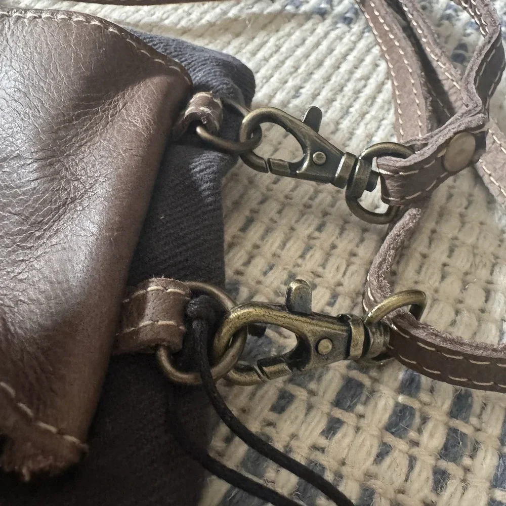 Myra S-1220 Small Cellphone Crossbody Bag for Women Canvas / Leather